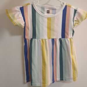 Tea Collection Striped Short Sleeve 100% Cotton Dress - Girls 12/18 Months
